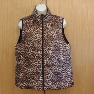 Rafaella SZ L/G Brown/Black Animal Print Puffer Vest.